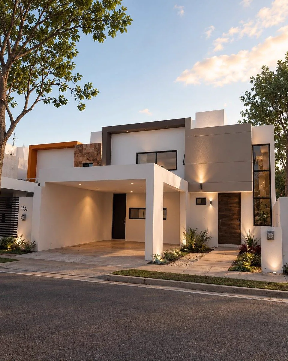 Fachada de residencia en Praderas del Mayab